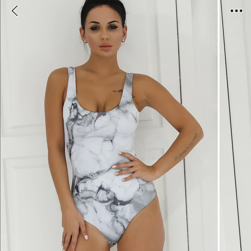 Marble print swimsuit